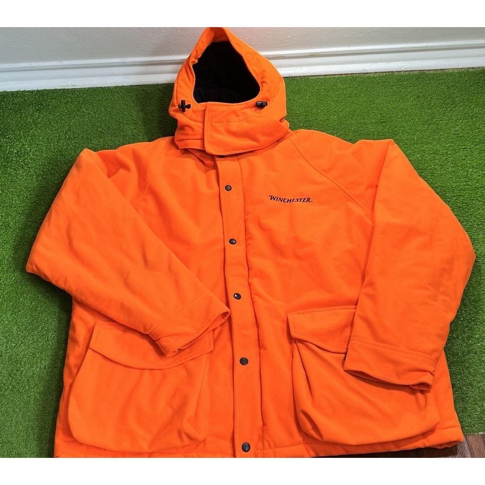 Vintage Winchester Hunting‎ Jacket XL Ammo Pockets Tactical Blaze Orange Parka